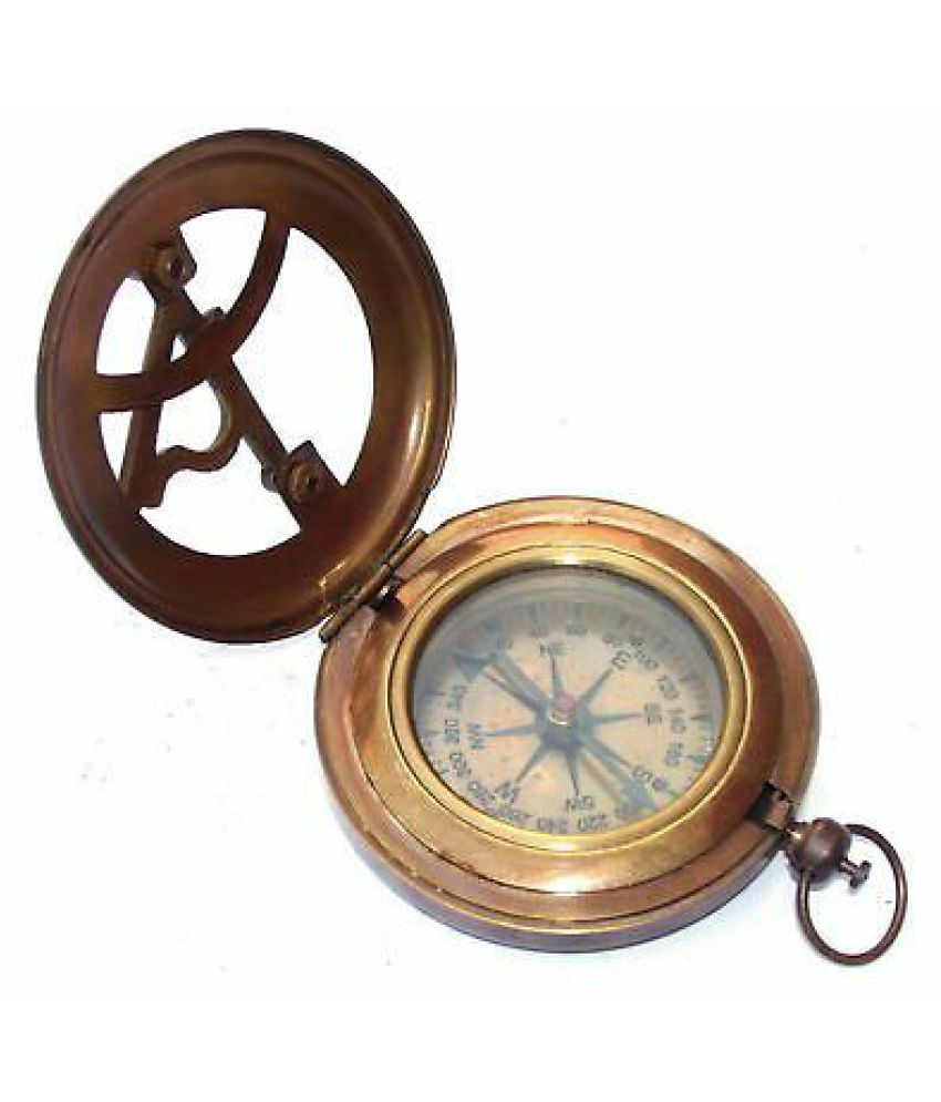 Vintage Antique Brass Pocket Compass Handmade Antique Nautical Marine Marco Polo