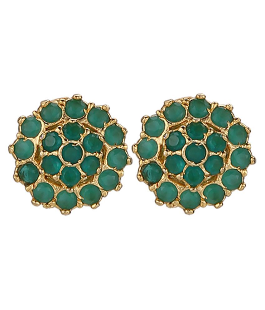 Subharpit Green Brass Metal Indian Traditional Small Jhumka Jhumki Earrings for Women /& Girls