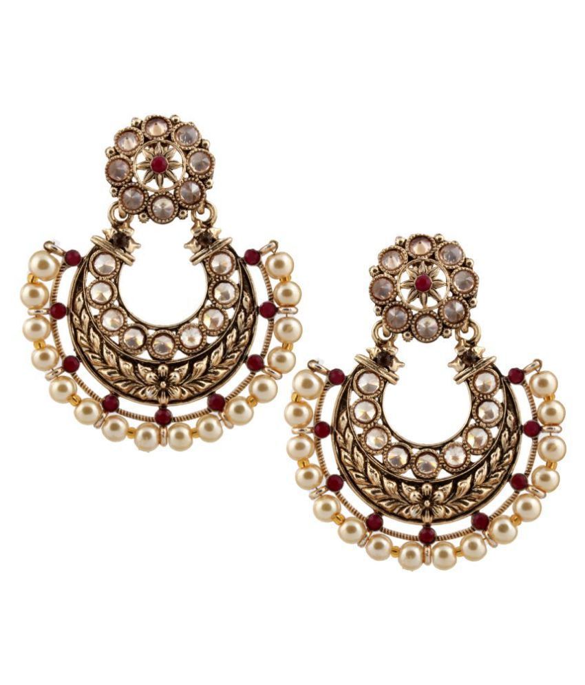 Anuradha Art Gold Finish Style With Hanging Pearl Beads Unique Designer Long Earrings For Women//Girls