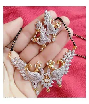 Sunhari Jewels American Diamond Peacock Style Mangalsutra Set