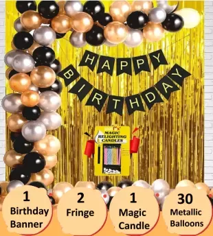 80th Birthday  2 GOLD/BLACK 12 Pack Table Balloon Decoration Display Kit 6 